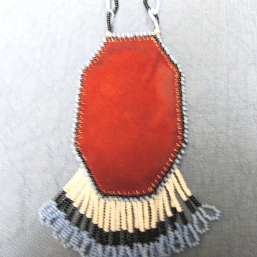 THUNDERBIRD NECKLACE, AMULET SEED BEADS, VINTAGE NATIVE AMERICAN ART - Picture 4 of 4